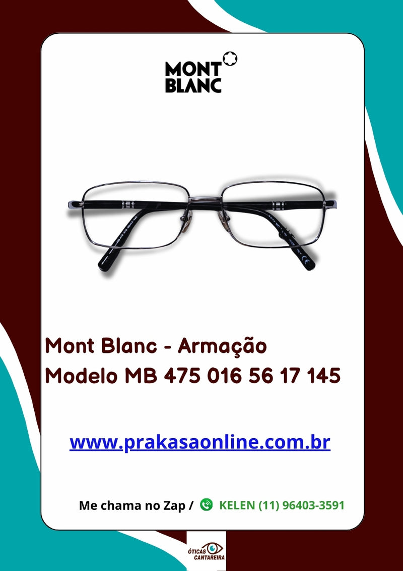 Mont Blanc - Armação  Modelo MB 475 016 56 17 145