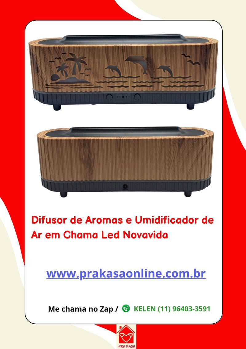 Difusor de Aromas e Umidificador de Ar em Chama Led Novavida