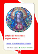 Enfeite de Parede em Porcelana – Virgem Maria Estilo Vitral
