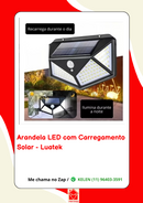 Luminária Arandela Solar Refletor Parede 100 LEDs, Com Sensor De Presença, Recarregavel, Para Quintal e Jardim