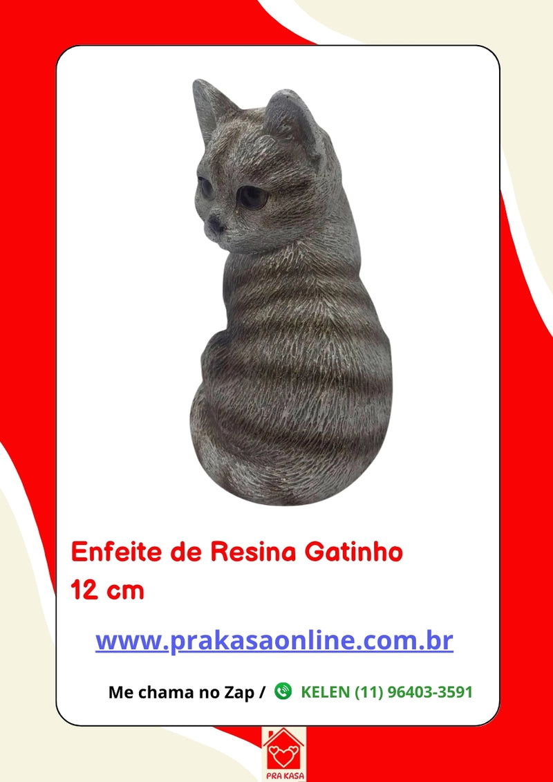 Enfeite de Resina Gatinho 12 cm