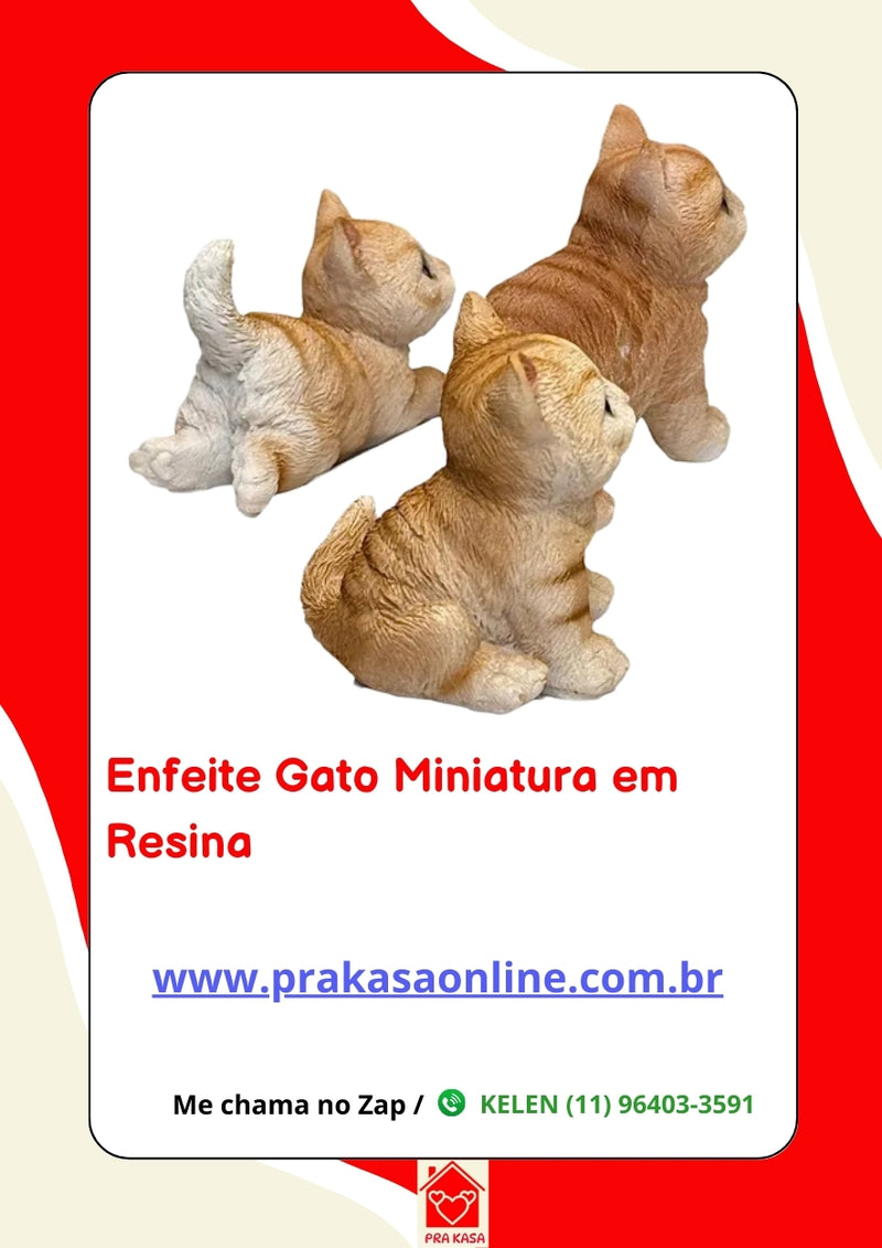 Enfeite Gato Miniatura em Resina