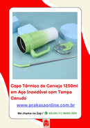 Copo Térmico de Cerveja 1250 ml em Aço Inoxidável com Tampa Canudo
