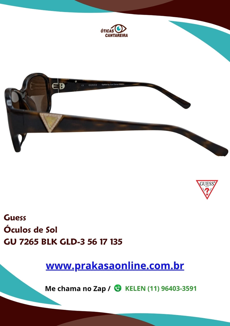 Guess - Óculos de Sol - GU 7265 BLK GLD-3 56 17 135