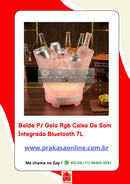 Balde para Gelo RGB Caixa de Som Integrada Bluetooth 7L