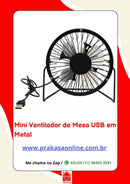 Mini Ventilador de Mesa USB 13cm em Metal Koya