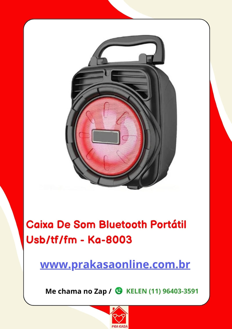 Caixa de Som Bluetooth Portátil USB/TF/FM - KA-8003 - Kapbom