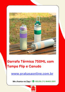 Garrafa Térmica 750ML com Tampa Flip e Canudo