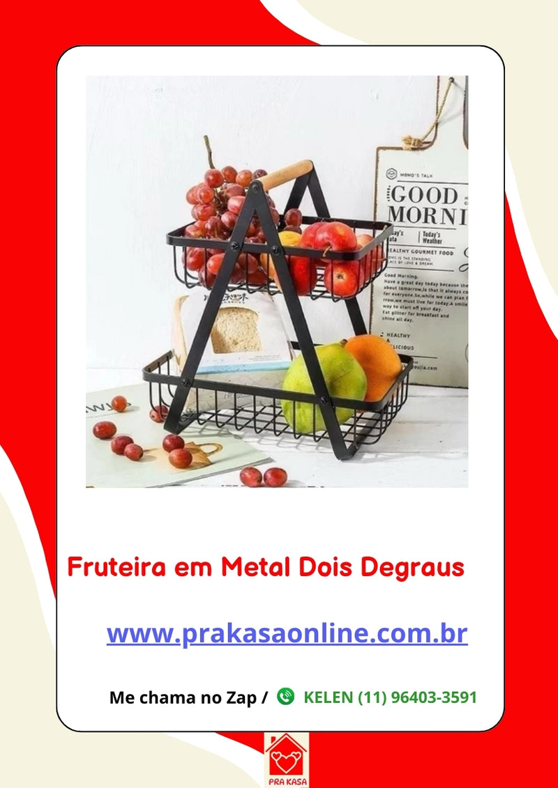 Fruteira em Metal Dois Níveis