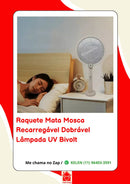 Raquete Elétrica Recarregável Mosquito Automática com Luz UV