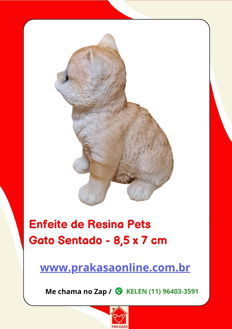 Enfeite de Resina Gato Deitado/Sentado