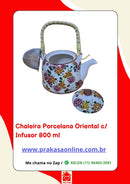 Chaleira Porcelana Oriental/Floral com Infusor 800 ml