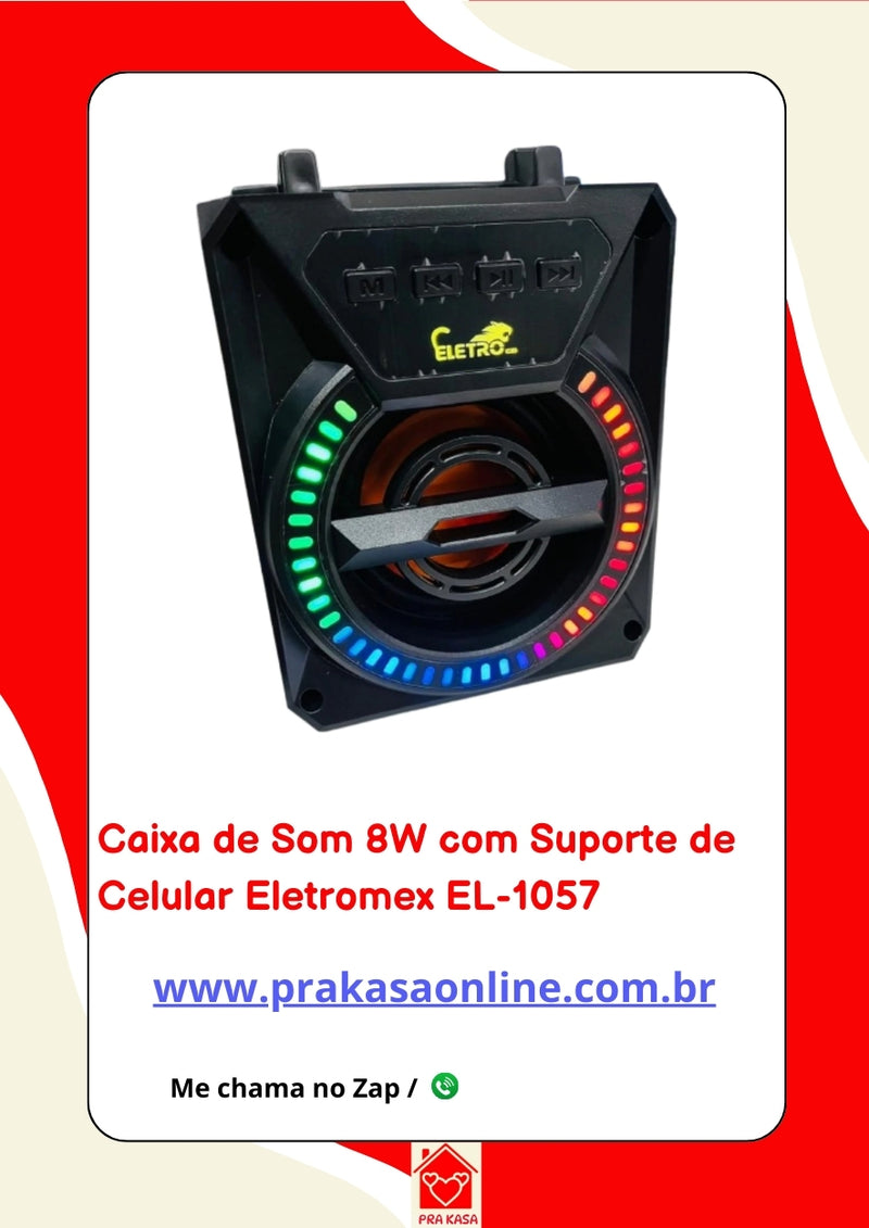 Caixa De Som 8W Com Suporte de Celular Eletromex EL-1057
