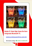 Balde para Gelo RGB Caixa de Som Integrada Bluetooth 7L