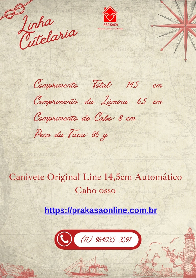 Canivete Original Line 14,5cm Automático Cabo Osso