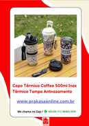Copo Térmico Coffee 500ml Inox Térmico Tampa Antivazamento