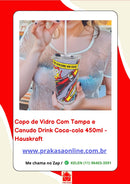 Copo de Vidro Com Tampa e Canudo Drink Coca-cola 450ml - Hauskraft