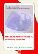 Bebedouro Fonte de Água Elevado Automático com Filtro para Pet - 3L