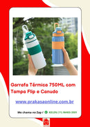 Garrafa Térmica 750ML com Tampa Flip e Canudo