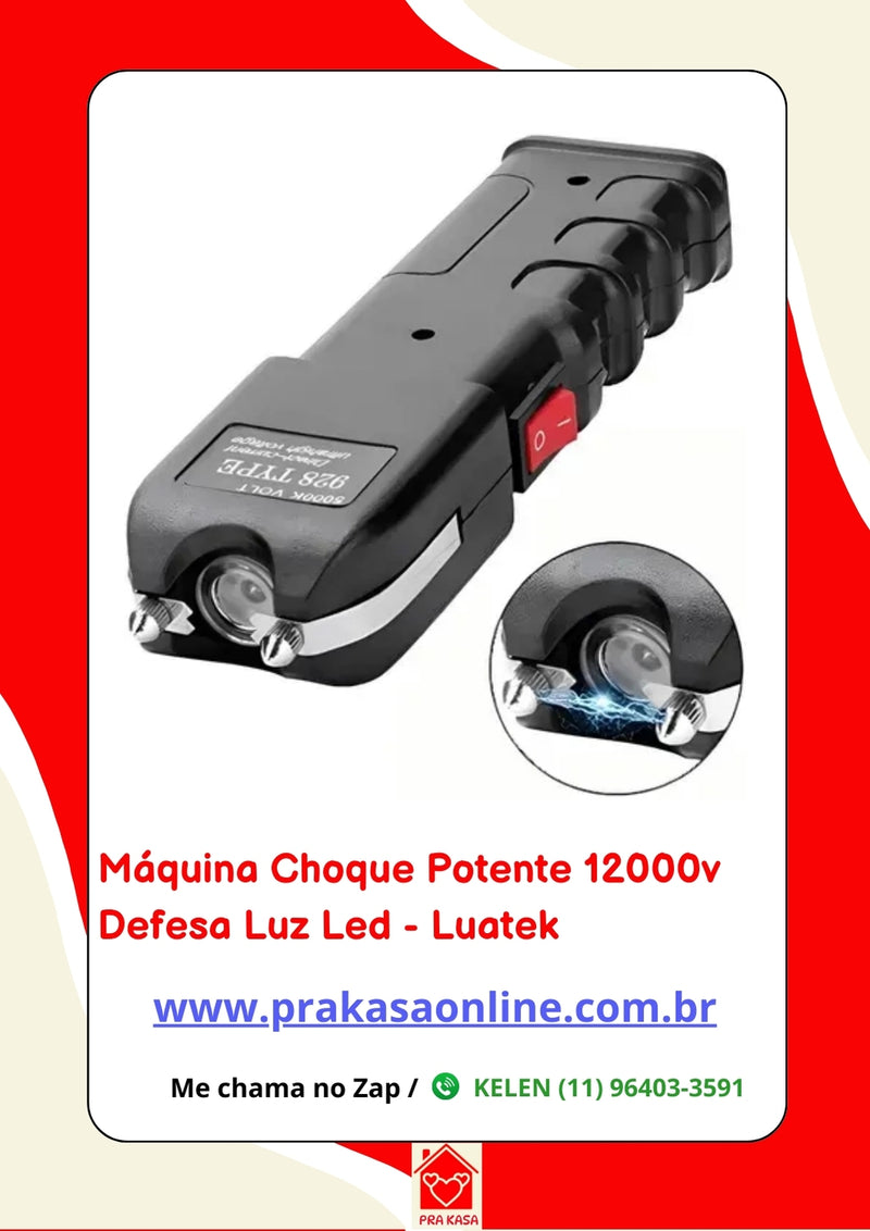 Máquina Choque Potente 12000v Defesa Luz Led - Luatek