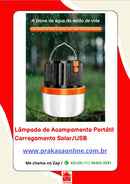 Lâmpada de Acampamento Portátil Carregamento Solar/USB
