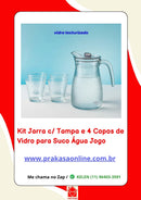 Kit Jarra c/ Tampa e 4 Copos de Vidro para Suco Água Jogo