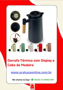 Garrafa Térmica de 1L Plástico com Cabo de Madeira e Termômetro Quente e Frio