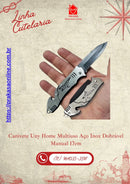 Canivete Uny Home Multiuso Aço Inox Dobrável Manual 17cm