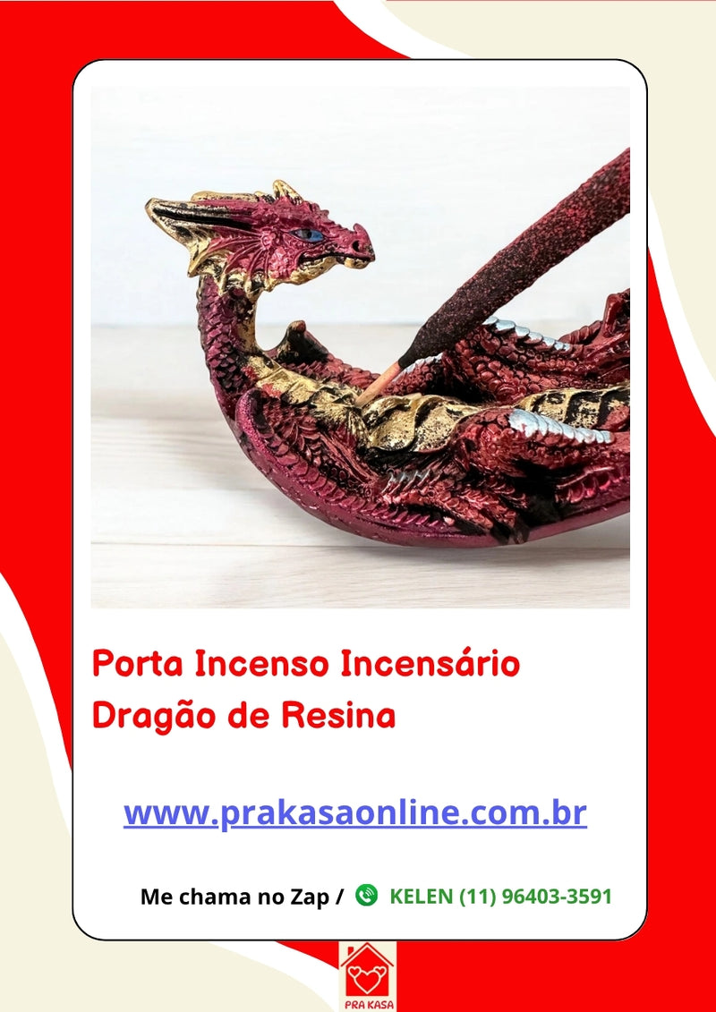Porta Incenso Incensário Dragão Resina