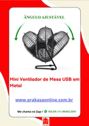 Mini Ventilador de Mesa USB em Metal