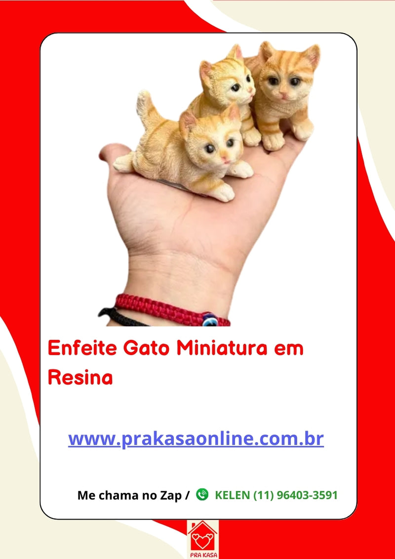 Enfeite Gato Miniatura em Resina