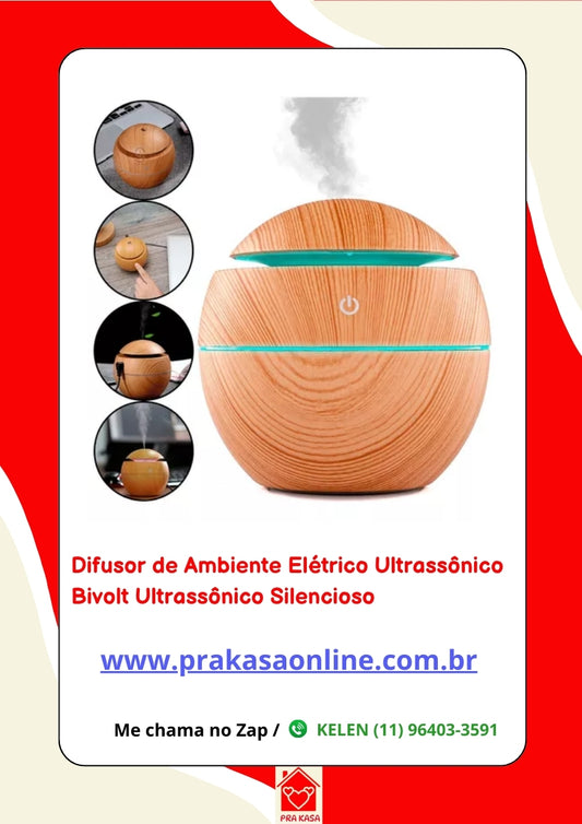 Difusor de Ambiente Elétrico Ultrassônico Bivolt Ultrassônico Silencioso