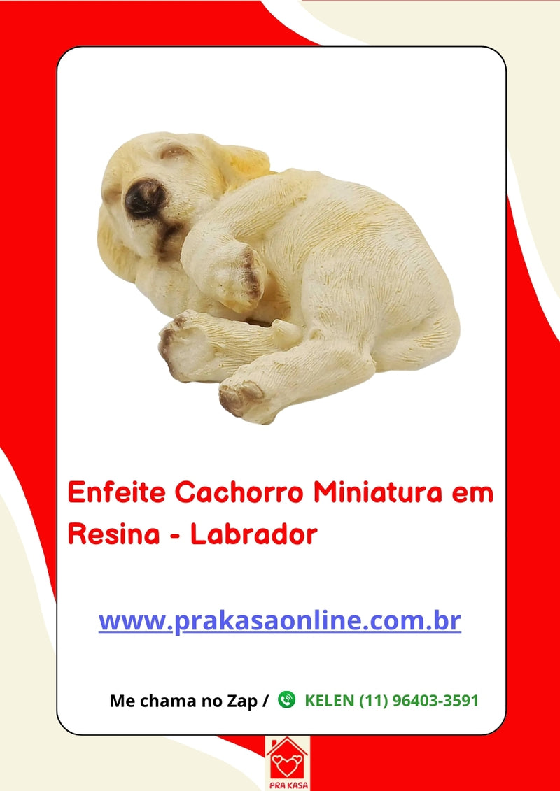 Enfeite Cachorro Miniatura em Resina - Labrador