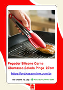 Pegador Silicone Carne Churrasco Salada Pinça 27cm