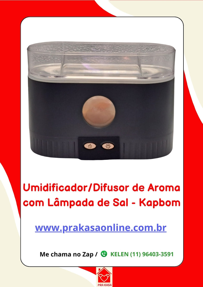 Umidificador/Difusor de Aroma com Lâmpada de Sal 200 ml - Kapbom (KA-2653)