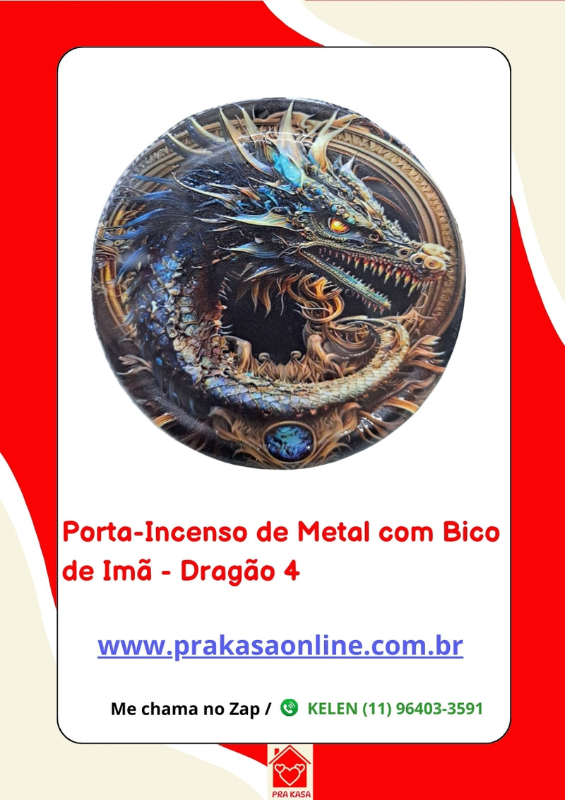 Porta-Incenso de Metal com Bico de Imã