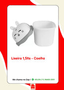 Lixeira Pequena 1,5l Lixeirinha Fofinha - Porta Treco - De Mesa - Coelho Branco - Urso Marrom