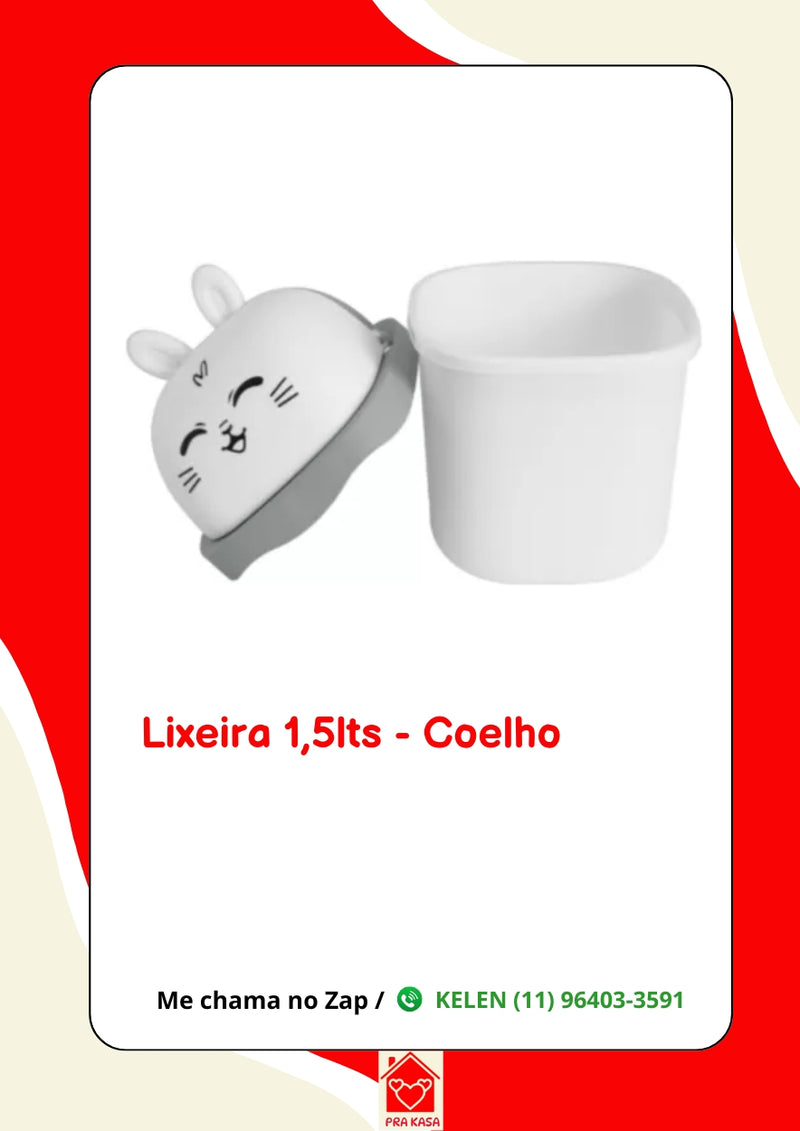 Lixeira Pequena 1,5l Lixeirinha Fofinha - Porta Treco - De Mesa - Coelho Branco - Urso Marrom