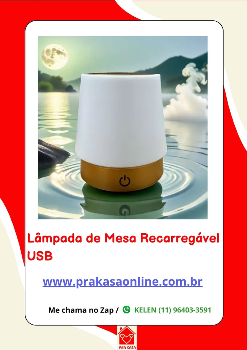 Luminária de Mesa Recarregável USB