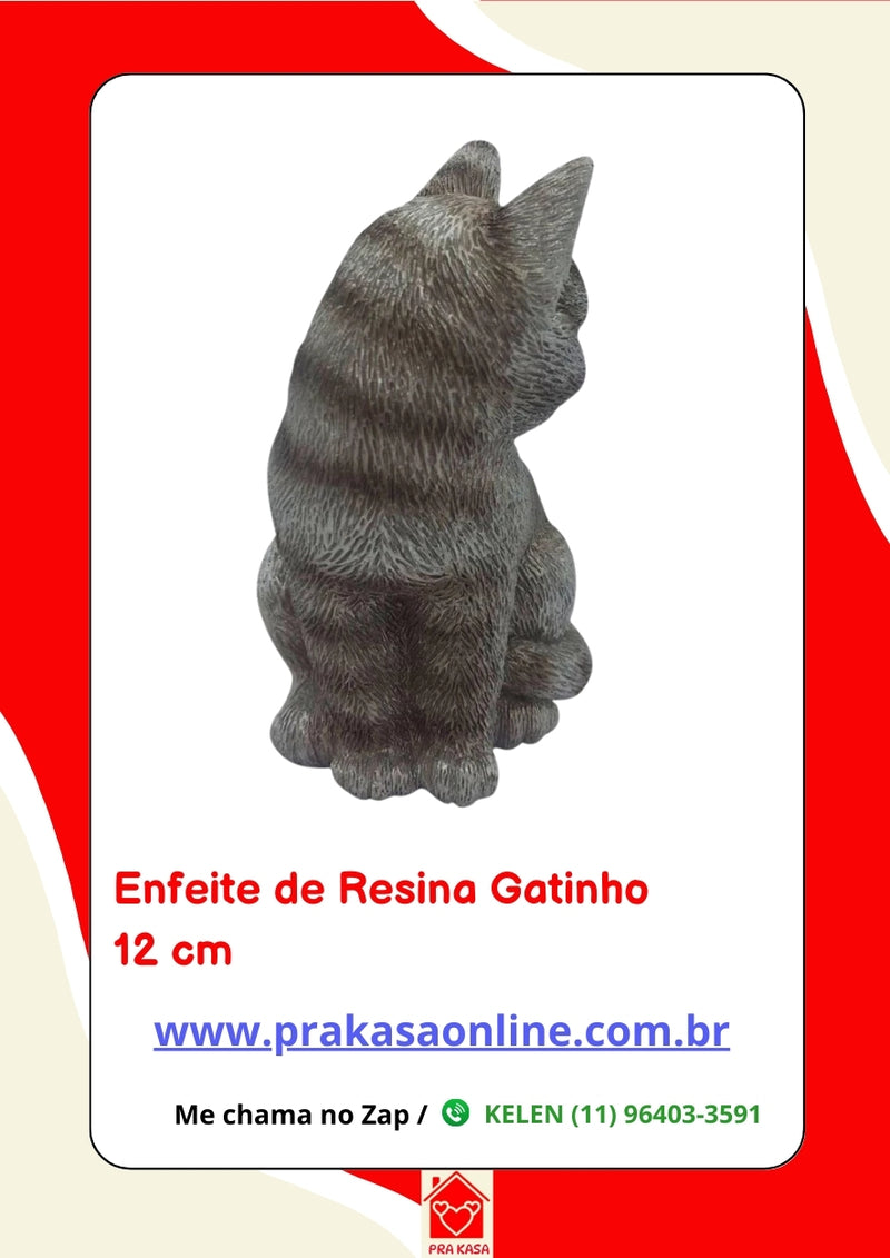 Enfeite de Resina Gatinho 12 cm