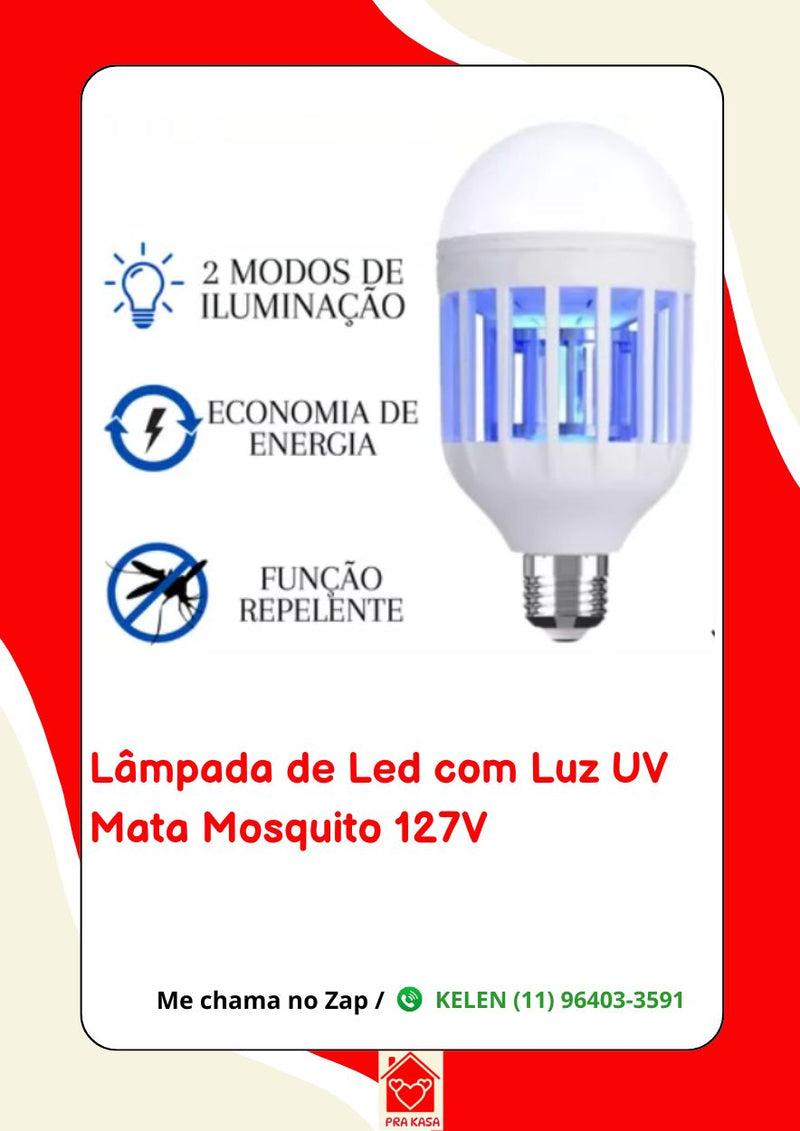 Lâmpada Led 60W Mata Mosquito Insetos Pernilongo Moscas