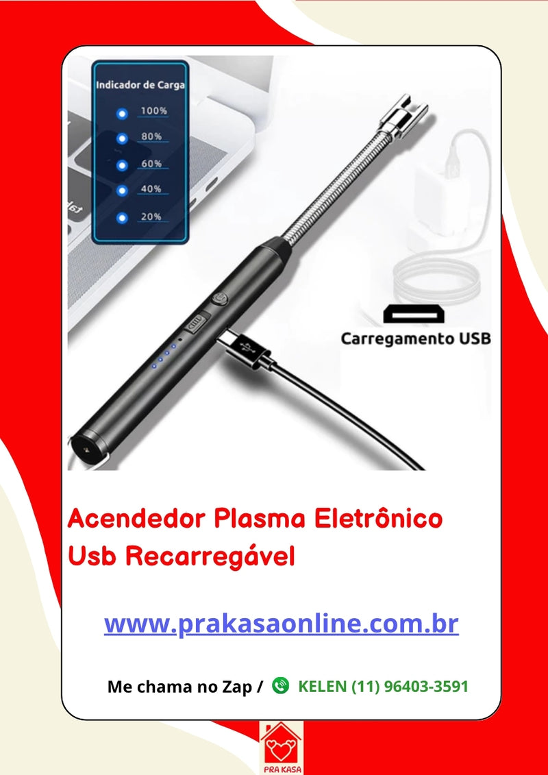 Acendedor Plasma Eletrônico USB Recarregável