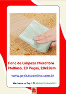 Pano de Limpeza Microfibra Multiuso, 20 Peças, 20x20cm