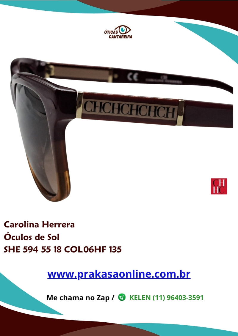 Carolina Herrera - Óculos de Sol - SHE 594 55 18 COL.06HF 135