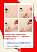 Umidificador e Aromatizador Luminária Lâmpada com Leds Cor RGB 110/220 V