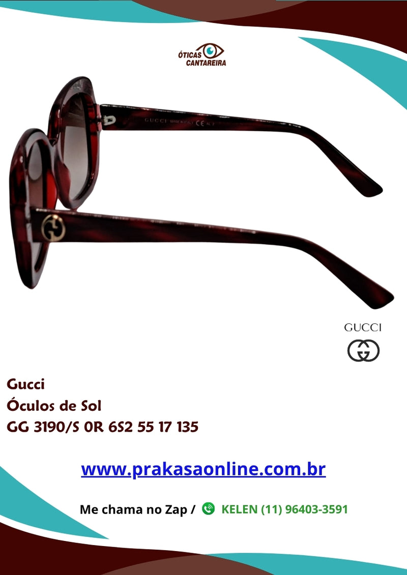 Gucci - Óculos de Sol - GG 3190/S 0R 6S2 55 17 135