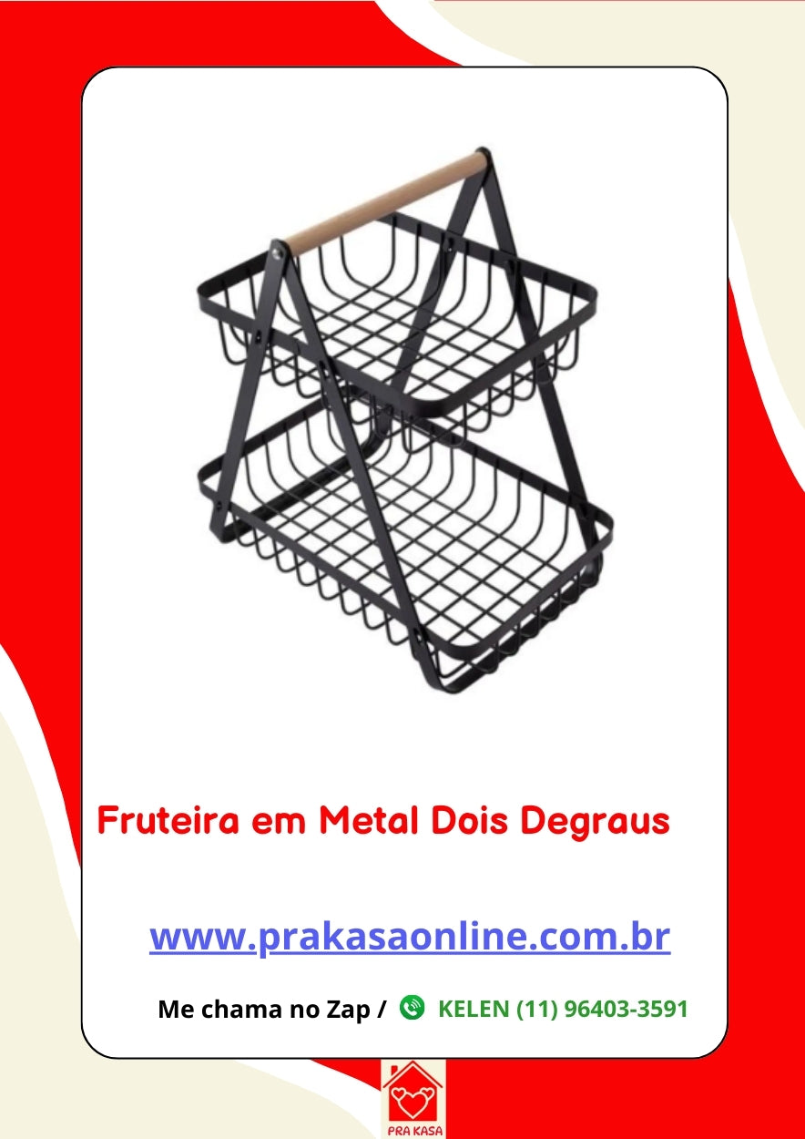 Fruteira em Metal Dois Níveis