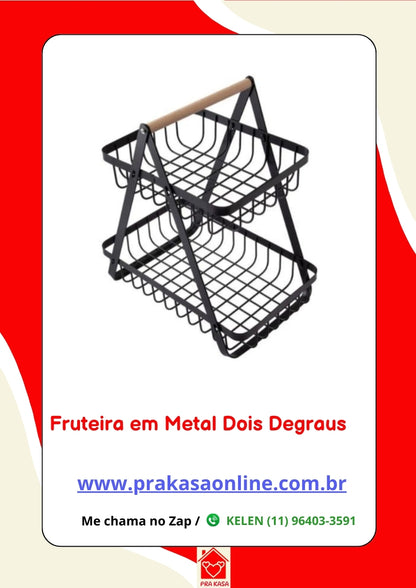 Fruteira em Metal Dois Níveis