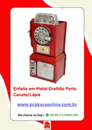 Enfeite em Metal Orelhão Porta Caneta/Lápis