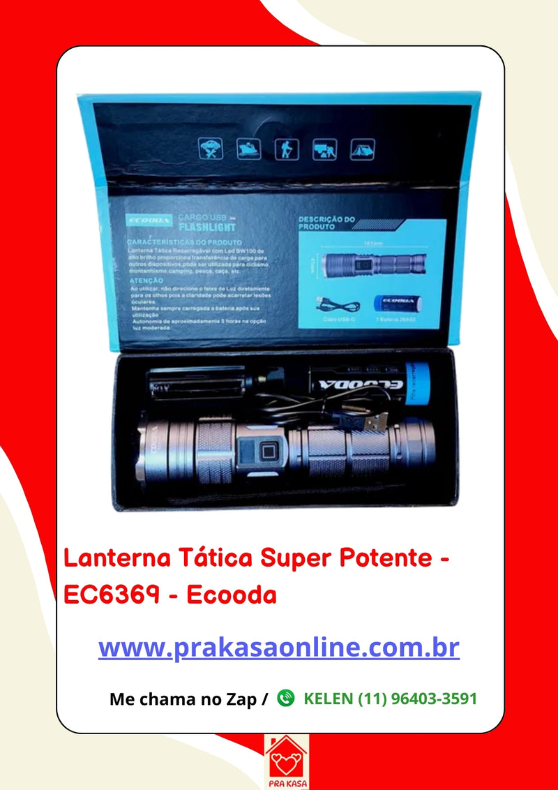 Lanterna Tática Super Potente - EC6369 - Ecooda